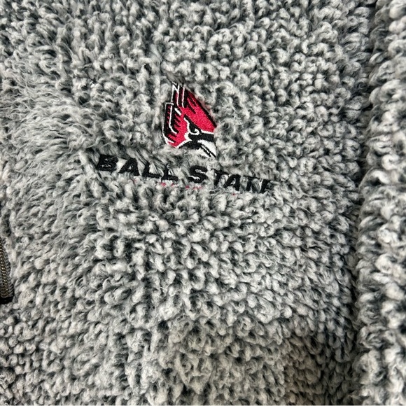 Oxford Women Gray Ball State University Oversized Sherpa pullover 1/4 Zip Small - Picture 2 of 10